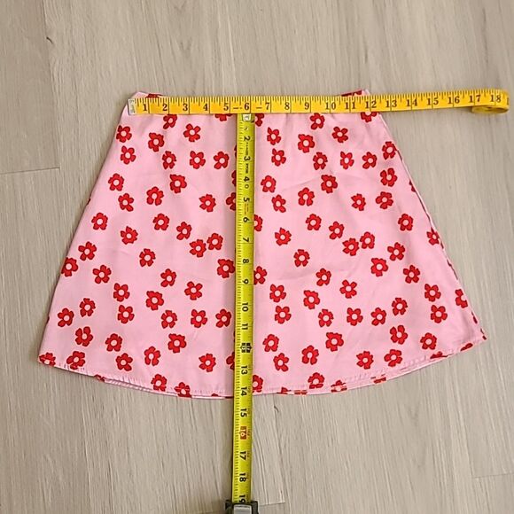 Princess Polly station pink mini skirt red flower Floral Sz 2 Bloomcore A Line - Picture 2 of 7